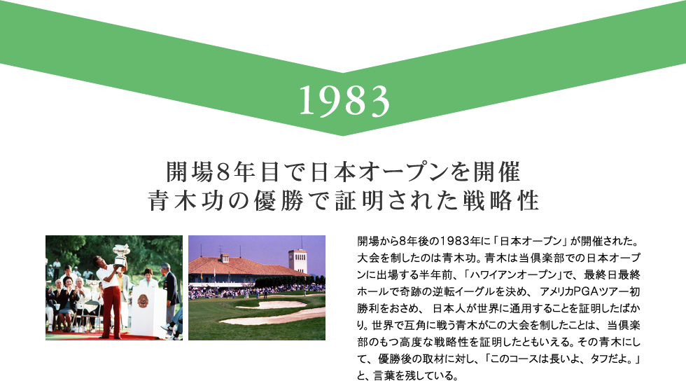 開場８年目で日本オープンを開催。青木功の優勝で証明された戦略性